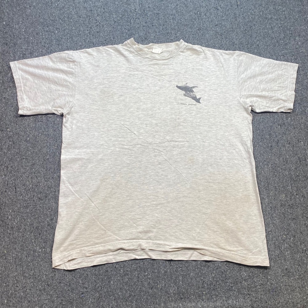 Nassau Bahamas Humpback‎ Whale TShirt Sz XXL Mens Gray Vintage 90s Graphic Tee